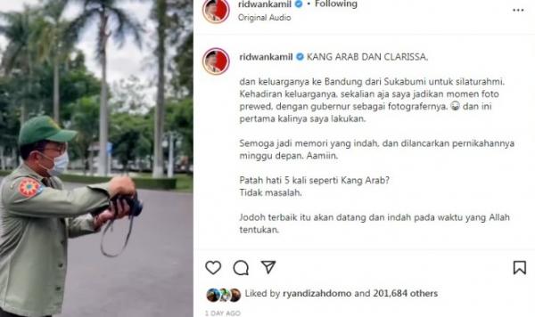 IG Ridwan Kamil Ridwan Kamil beraksi sebagai fotografer (Foto : Tangkapan Layar IG Anies Baswedan)