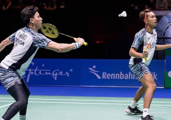 Pebulu tangkis ganda putra Indonesia, Muhammad Rian/Fajar Alfian. (Foto: Instagram/@yonexswissopen)