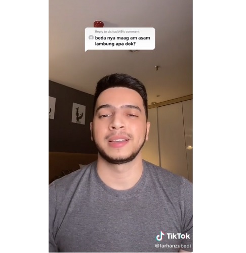 Salah satu pertanyaan dari pengguna mengenai penyakit asam lambung. (Foto: dok TikTok)