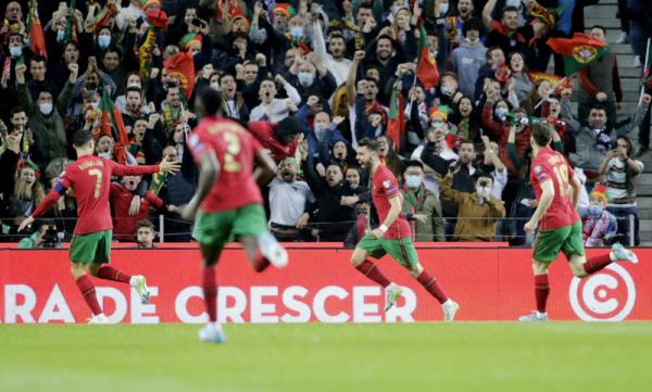 Portugal Timnas Portugal hajar Makedonia Utara pada Playoff kualifikasi Piala Dunia 2022 Zona Eropa, Rabu (30/3/2022) dini hari WIB. (Foto: REUTERS/Miguel Vidal)