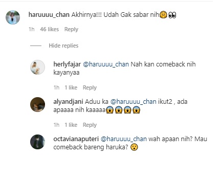 Komentar Haruka dalam postingan Instagram Melody. (Foto: tangkapan layar/Instagram)