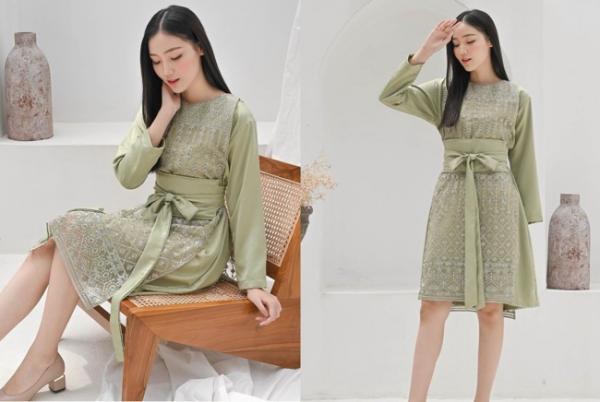 Midi dress OOTD kondangan yang simpel dan elegan, midi dress. (IG Agafia)