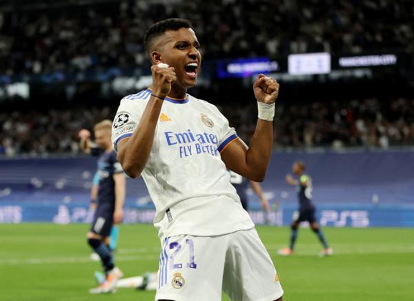 Striker muda Real Madrid, Rodrygo Goes Striker muda Real Madrid, Rodrygo Goes merayakan gol ke gawang Manchester City dalam laga semifinal leg kedua Liga Champions 2021/2022. (Foto: REUTERS)