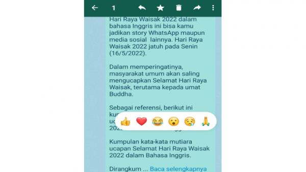 Ini Cara React Di Whatsapp Buat Obrolanmu Lebih Seru