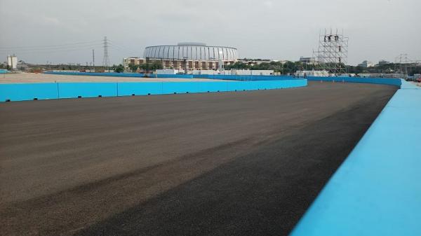 Sirkuit Formula E di Ancol, Jakarta Utara (foto: MPI/Reza Fajri)
