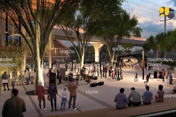 Ilustrasi area Gerbang Utama Taman Mini Indonesia Indah yang sedang direnovasi. (Foto: dok Kementerian PUPR)