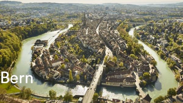 Sungai Aaree di yang membelah Kota Bern, Swiss lokasi putra sulung Ridwan Kamil hanyut. (Foto: Bern.com)