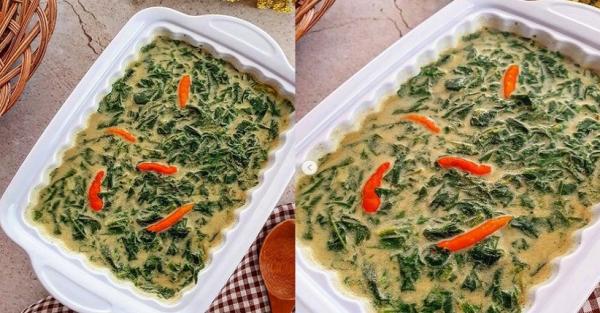 Ilustrasi Makanan Khas Batak Halal, Daun Singkong Tumbuk