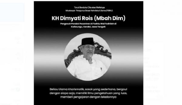 Mustasyar Pengurus Besar Nahdlatul Ulama (PBNU) KH Dimyati Rois meninggal dunia. (Foto ist).