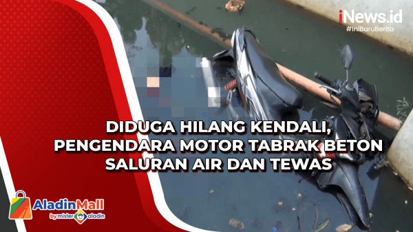 Diduga Hilang Kendali Pengendara Motor Tabrak Beton Saluran Air Dan Tewas