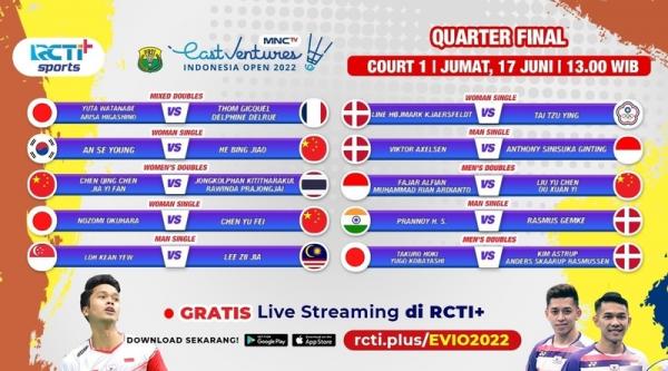 Link Live Streaming Indonesia Open 2022 di RCTI+ Hari Ini: Ada Anthony