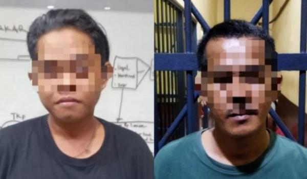Dua orang tersangka penyalahgunaan BBM bersubsidi di Babel. (Foto: Ist)