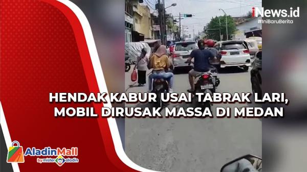 Diduga Pengemudi Hendak Kabur usai Tabrak Lari, Mobil Dirusak Massa di Medan