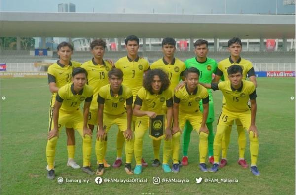 Malaysia U-19 Timnas Malaysia imbang 0-0 dengan Singapura U-19 di pertandingan lanjutan Grup B Piala AFF U-19 2022. Berjalan alot. (foto: FAMalaysia).