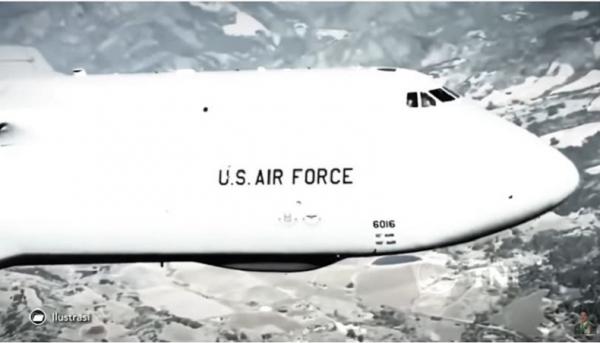 Ilustrasi pesawat C 5 Galaxy masuk wilayah RI. (Foto tangkapan layar).
