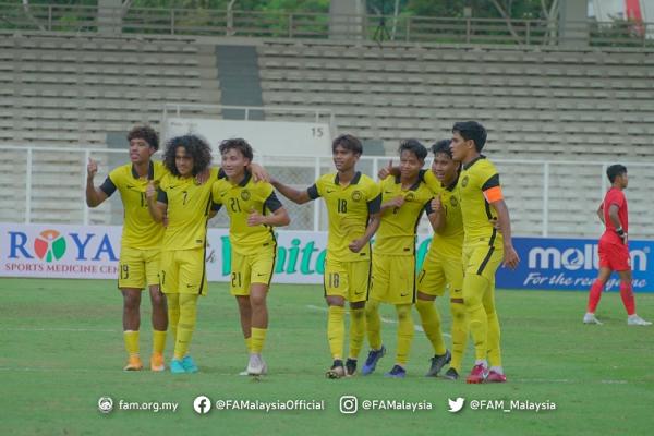 Malaysia U-19 menang tipis 4-3 atas Timnas Timor Leste U-19 dalam lanjutan Piala AFF U-19 2022. Malaysia pun memastikan satu tempat di semifinal. (foto: FAM Malaysia).