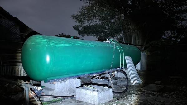 Tabung penampungan gas LPG milik pelaku di Desa Tanjungrasa, Kecamatan Patokbeusi, Kabupaten Subang. (FOTO: Humas Polda Jabar)