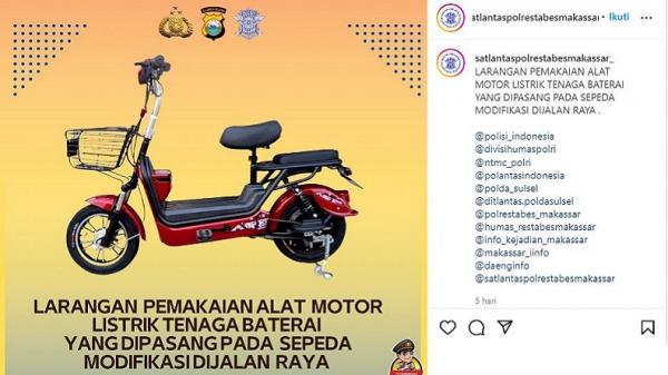 Tegas, Polisi Akan Tindak Pengguna Sepeda Listrik di Jalan Raya Makassar