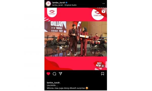 Postingan di Instagram @lambe_turah