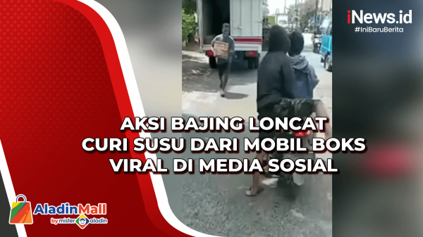Aksi Bajing Loncat Curi Susu dari Mobil Boks Viral di Media Sosial