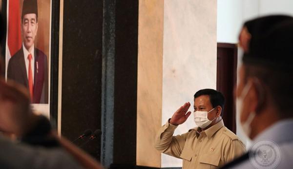 Prabowo Terima Laporan Kenaikan Pangkat Pati di Kemhan