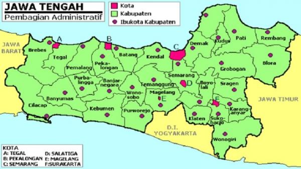 Daftar Kota dan Kabupaten Jawa Tengah Lengkap dengan Ibu Kota dan Luas Wilayah