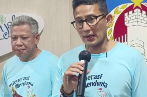 Menparekraf Sandiaga Uno saat kunjungan kerja di Kabupaten Kubu Raya. (Foto: iNews TV/Uun Yuniar)