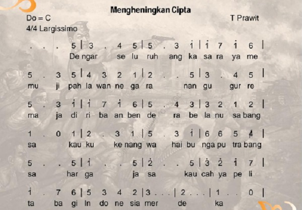 Lirik Lagu Mengheningkan Cipta Beserta Not