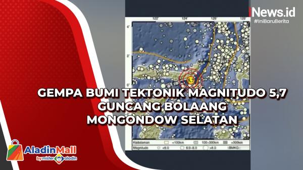 Gempa Bumi Tektonik Magnitudo 5,7 Guncang Bolaang Mongondow Selatan
