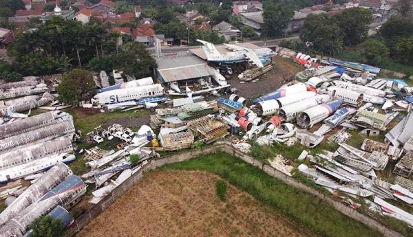 Penampakan dari Udara Penampungan Bangkai Pesawat di Bogor