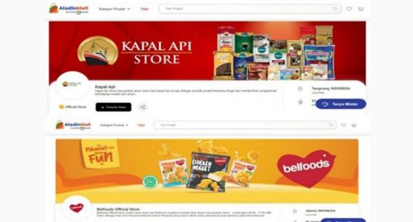 Tampilan Official Store dua brand rekanan SIRCLO, Kapal Api dan Belfoods, di AladinMall. Dokumentasi: SIRCLO