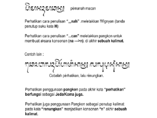Contoh Kalimat Aksara Jawa (screenshot buku)