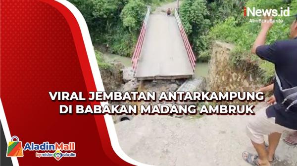 Jembatan Antarkampung di Babakan Madang Ambruk, Warga Bertaruh Nyawa Seberangi Sungai