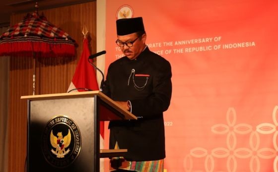 Dubes Rudy Alfonso di Resepsi Diplomatik KBRI Lisabon, Portugal, memperingati HUT ke-77 RI (Foto: KBRI Lisabon)