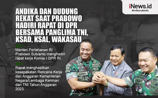 Infografis Andika dan Dudung Rekat saat Prabowo Hadiri Rapat di DPR Bersama  Panglima TNI, KSAD, KSAL, Wakasau