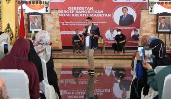 Menparekraf Sandiaga Uno di acara Geregetan Kabupaten Magetan. (Foto: MNC Media)