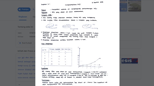 Contoh Laporan Praktikum Biologi (screenshot buku)