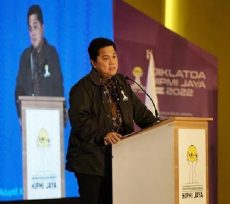 Menteri BUMN Erick Thohir saat menghadiri Diklatda Badan Pengurus Daerah (BPD) HIPMI Jakarta, Kamis (27/10/2022). (Foto: Dok Istimewa)