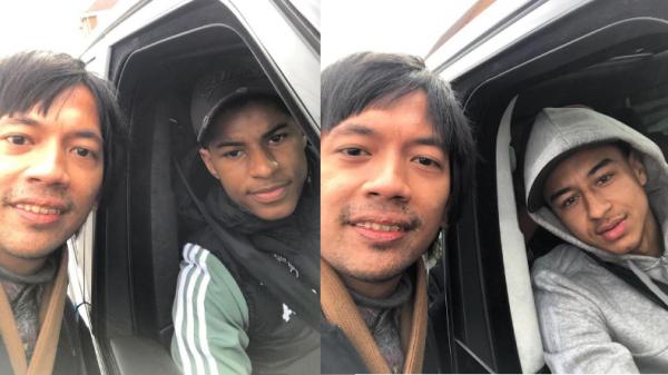 Rian D&rsquo;Masiv berfoto dengan  Jesse Lingard dan Marcus Rashford (Foto: IG  Rian D&rsquo;Masiv)