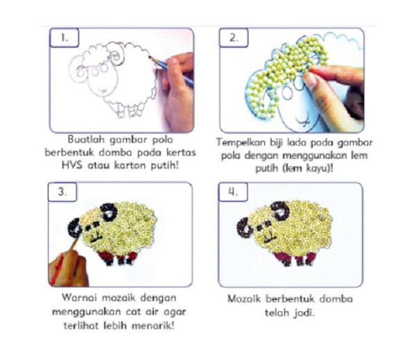 gambar cara membuat mozaik dari biji-bijian