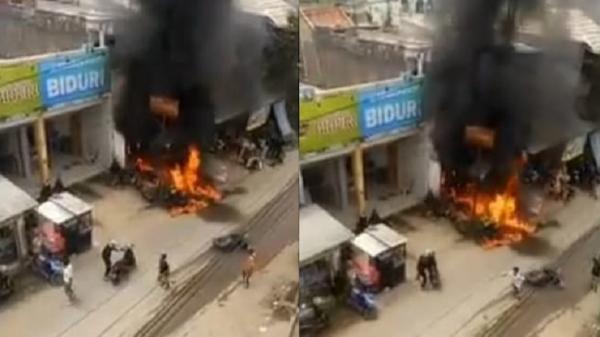 Heboh, Motor dan Toko Sembako Terbakar di Pasar Limbangan Garut
