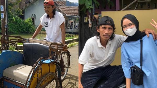 Kartini bersama sang ayah yang berprofesi sebagai tukang becak. (Foto: Istimewa)
