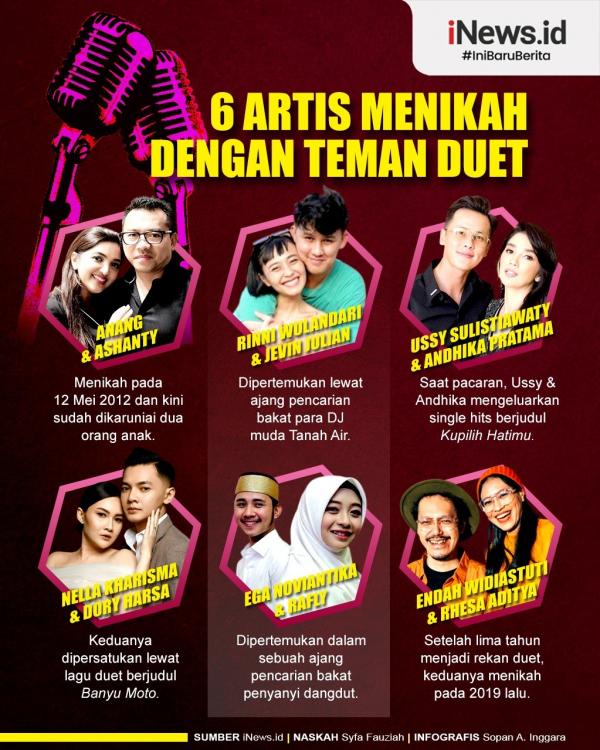 Infografis penyany menikah dengan teman duet. (Foto: tim grafis iNews.id)