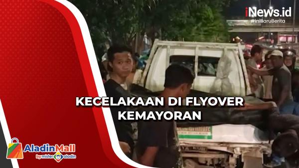 Begini Kondisi Pikap usai Dihantam Mobil di Flyover Kemayoran