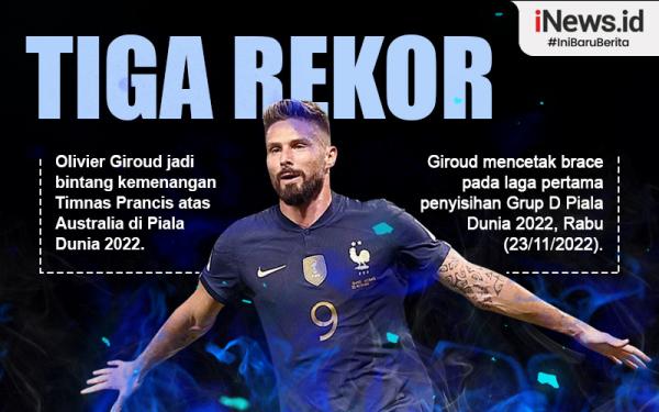 Infografis Giroud Ciptakan 3 Rekor saat Prancis Infografis Giroud Ciptakan 3 Rekor saat Prancis Hajar Australia