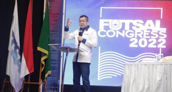 Hary Tanoesoedibjo resmi membuka Kongres FFI 2022. Hary berharap futsal Indonesia jadi lebih baik lagi. (foto: Novie/MPI).