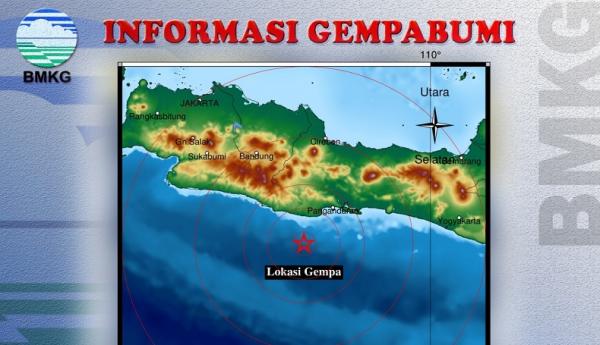 Gempa Bumi Magnitudo 4,6 Guncang Pangandaran, Terasa Hingga Sukabumi