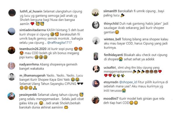 Tangkapan layar komentar netizen pada akun Instagram @raffinagita1717