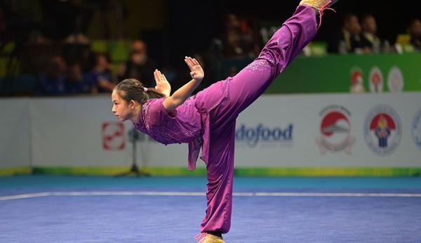 Aksi Atlet Wushu Indonesia Kylie Kwok Raih Medali Emas Kejuaraan Dunia