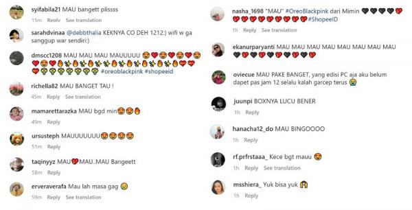 Komentar netizen. (Foto: Tangkapan layar Instagram @shopee_id)
